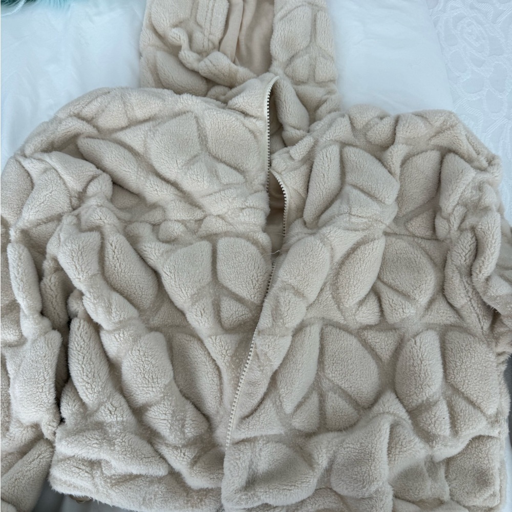 Beige Sherpa Zip Jacket - Neutral Cozy Layer